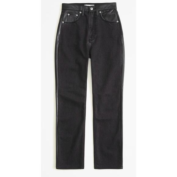 Abercrombie & Fitch Curve Love Ankle Straight Ultra High Rise Mixed Fabric Sz 20 - Picture 13 of 14